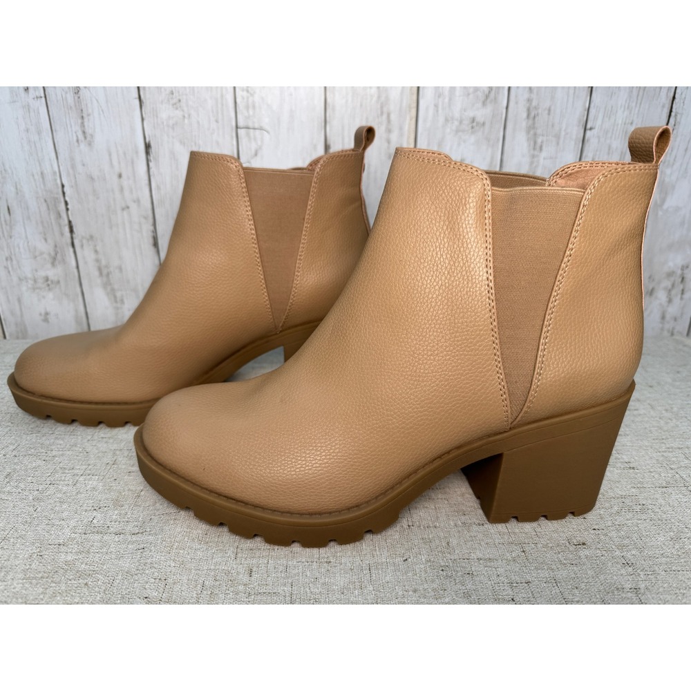 Xappeal Laura Tan Chunky Heel Chelsea Ankle Boots Lug Sole Platform Booties 12